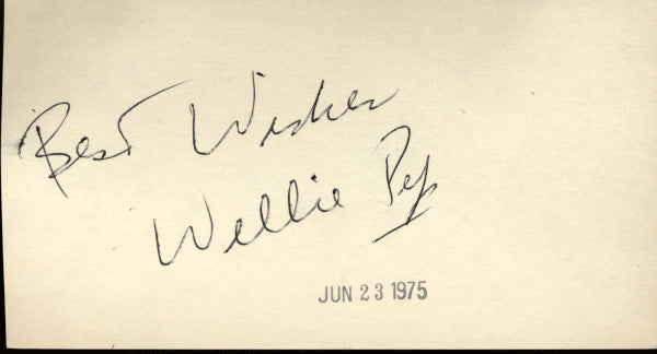 Pep,Willie Signed Index Card