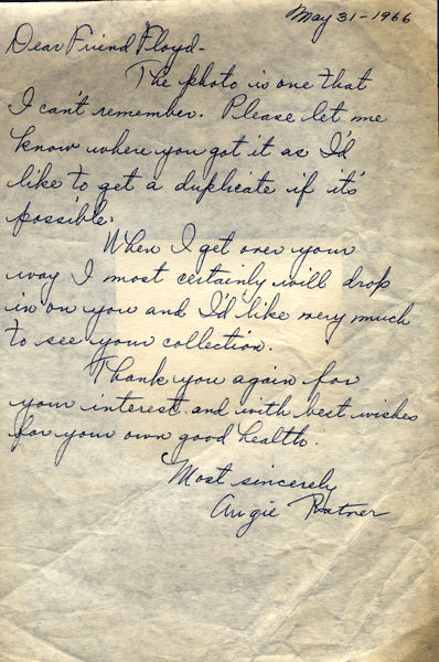 RATNER, AUGIE SIGNED LETTER