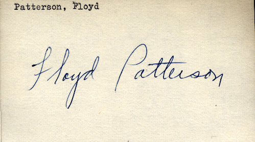 PATTERSON, FLOYD VINTAGE SIGNED INDEX CARD