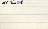 HOSTAK, AL SIGNED INDEX CARD