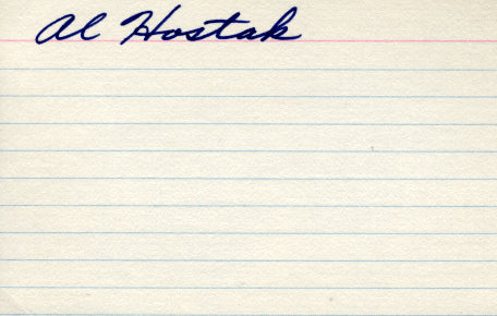 HOSTAK, AL SIGNED INDEX CARD