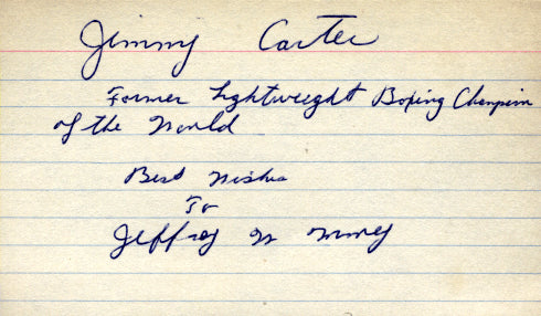 CARTER, JIMMY SIGNED INDEX CARD