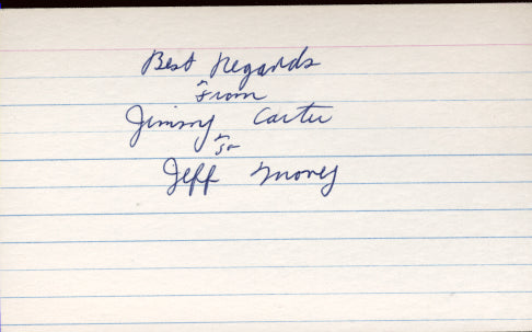 CARTER, JIMMY SIGNED INDEX CARD