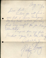 O'GATTY, PACKEY HAND WRITTEN & SIGNED LETTER