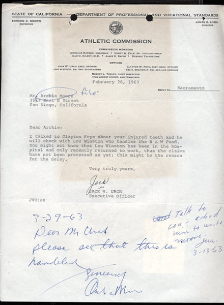 MOORE, ARCHIE SIGNED LETTER