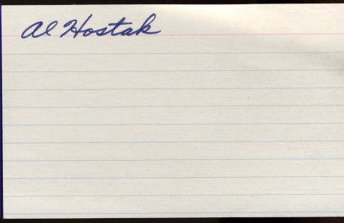 HOSTAK, AL SIGNED INDEX CARD