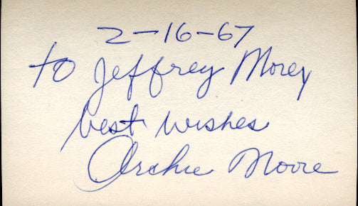 MOORE, ARCHIE SIGNED INDEX CARD (1967)