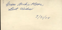 MOORE, ARCHIE SIGNED INDEX CARD (1974)