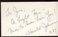 JOHNSON, HAROLD SIGNED INDEX CARD
