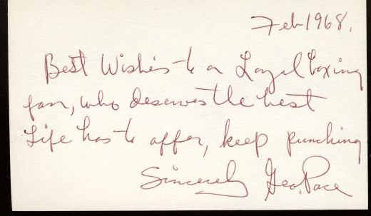 Pace,George Signed Index Card