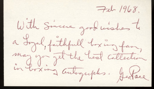 Pace,George Signed Index Card