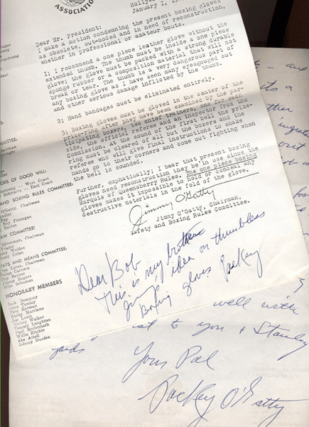 O'GATTY, PACKEY HAND WRITTEN LETTER