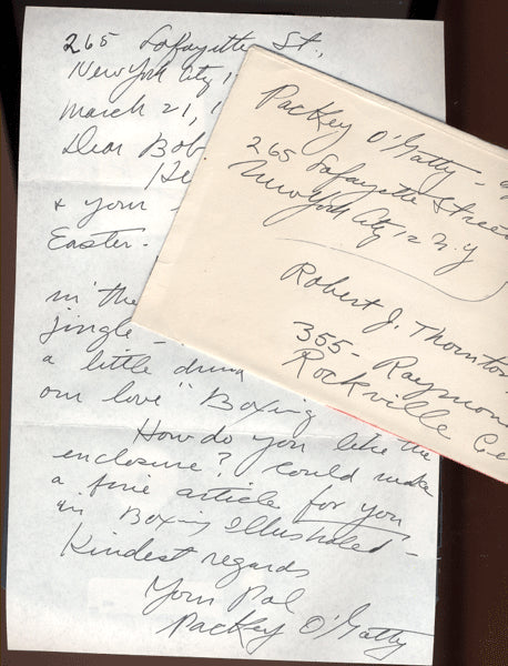 O'GATTY, PACKEY HAND WRITTEN LETTER