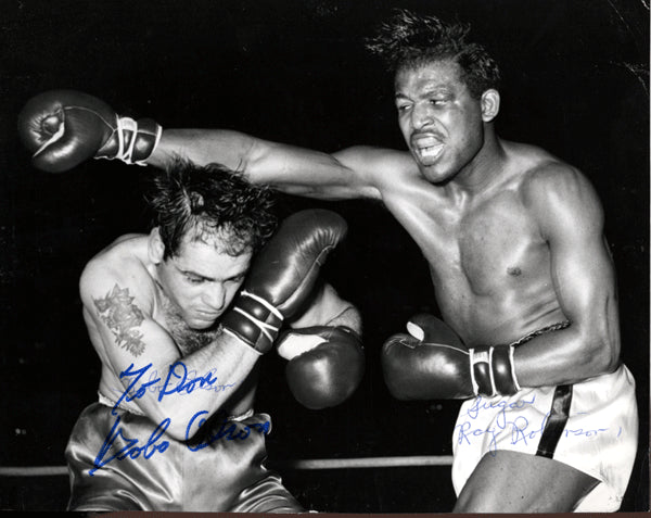 OLSON, CARL "BOBO" SIGNED WIRE PHOTO (1955-ROBINSON FIGHT)