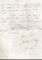 O'GATTY, PACKEY HAND WRITTEN LETTER