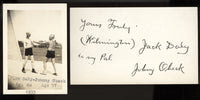 O'BECK, JOHNNY SIGNED INDEX CARD (PICTURING JACK DALY & O'BECK)