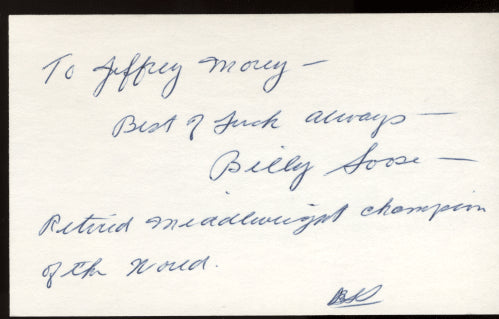 SOOSE, BILLY SIGNED INDEX CARD