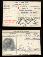 MERCANTE, ARTHUR SIGNED BOXING REFEREE LICENSE (1956-57)