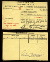 MERCANTE, ARTHUR REFEREE LICENSE (1957-1958-NY)