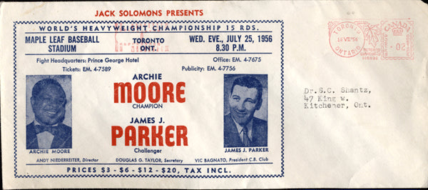 MOORE, ARCHIE-JAMES PARKER FIGHT ENVELOPE (1956)