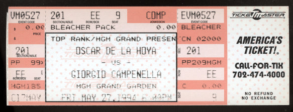 DE LA HOYA, OSCAR-GIORGIO CAMPANELLA & ROY JONES, JR.-THOMAS TATE  FULL TICKET (1994)