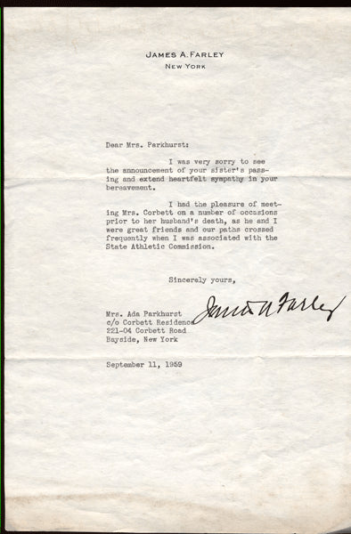 FARLEY, JAMES SIGNED LETTER (1959)