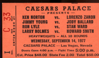 HOLMES, LARRY-FRED HOUPE STUBLESS TICKET (1977)
