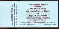 LEONARD, SUGAR RAY-MARVIN HAGLER CLOSED CIRCUIT TICKET (1987)