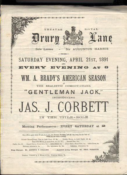 CORBETT, JAMES J, THEATRE PROGRAM