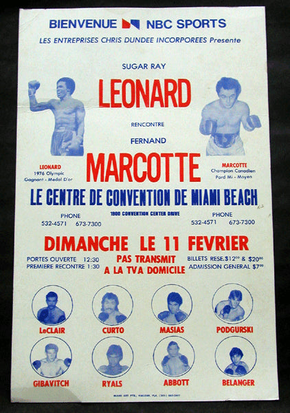 LEONARD, SUGAR RAY-FERNAND MARCOTTE ON SITE POSTER (1979)
