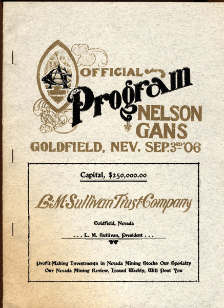 GANS, JOE-BATTLING NELSON REPRODUCTION PROGRAM (1906 FIGHT)