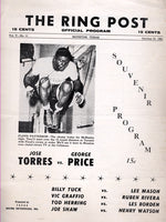 TORRES, JOSE-GEORGE PRICE OFFICIAL PROGRAM (1961)