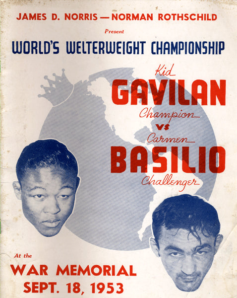 GAVILAN, KID-CARMEN BASILIO OFFICIAL PROGRAM (1953)