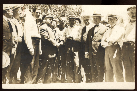 SULLIVAN, JOHN L. & CORBETT, JEFFRIES & CHOYNSKI REAL PHOTO POSTCARD(1910)