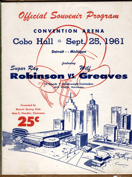 ROBINSON, SUGAR RAY-WILF GREAVES OFFICIAL PROGRAM (1961)