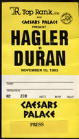 HAGLER, MARVIN-ROBERTO DURAN PRESS PASS CREDENTIAL (1983)