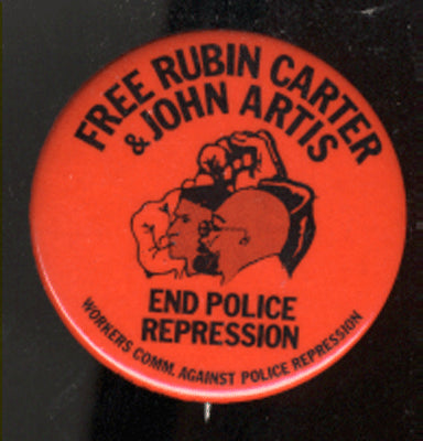 CARTER, RUBIN "HURRICANE" ORIGINAL FREEDOM FROM POLICE REPRESSION PIN