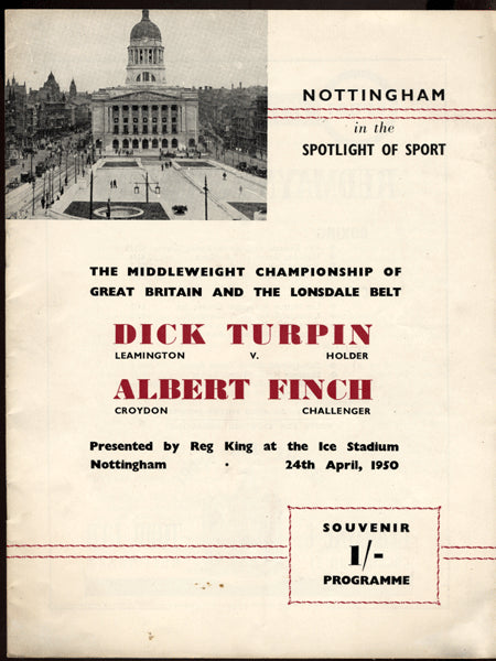 TURPIN, GUSTAVE DEGOUVE OFFICIAL PROGRAM (1950)