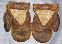 GREB, HARRY FIGHT WORN GLOVES (MICKEY SHANNON FIGHT-1910)