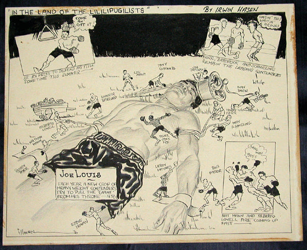 LOUIS, JOE CARTOON ART BY HASEN (1938)