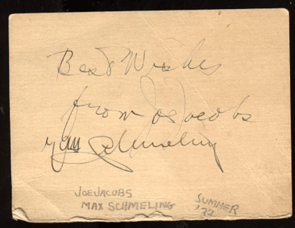 SCHMELING, MAX & JOE JACOBS (SCHMELING'S MANAGER) INK SIGNATURE