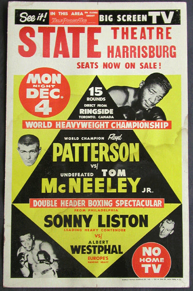 PATTERSON, FLOYD-TOM MCNEELEY & SONNY LISTON-ALBERT WESTPHAL CLOSED CIRCUIT POSTER (1961)