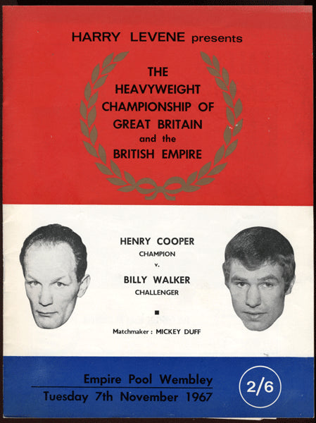 COOPER, HENRY-BILLY WALKER OFFICIAL PROGRAM (1967)