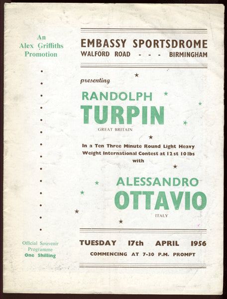 TURPIN, RANDY-ALESSANDRO OTTAVIO OFFICIAL PROGRAM (1956)