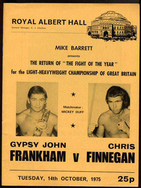 FINNEGAN, CHRIS-JOHN FRANKHAM OFFICIAL PROGRAM (1975)