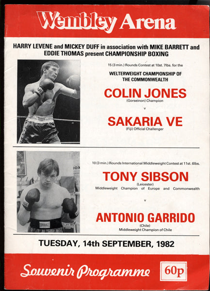 BRUNO, FRANK-GEORGE SCOTT OFFICIAL PROGRAM (1982)