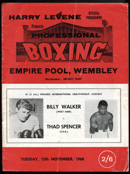 WALKER, BILLY-THAD SPENCER OFFICIAL PROGRAM (1968)