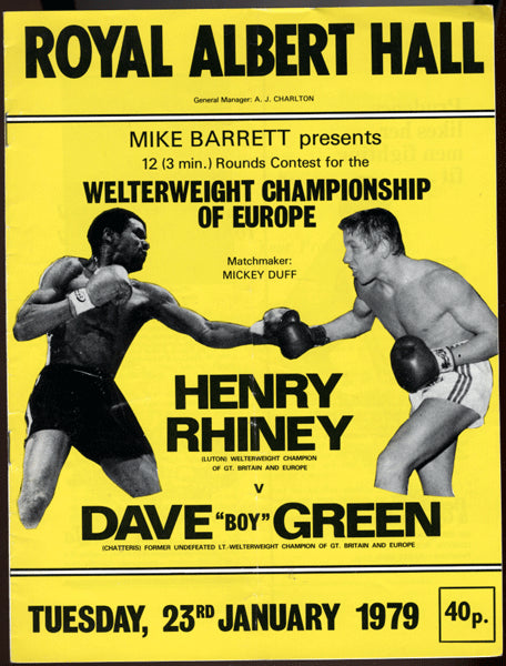 GREEN, "DAVEY BOY"-HENRY RHINEY OFFICIAL PROGRAM (1979)