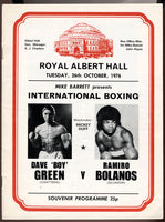GREEN, "DAVEY BOY"-RAMIRO BOLANOS OFFICIAL PROGRAM (1976)