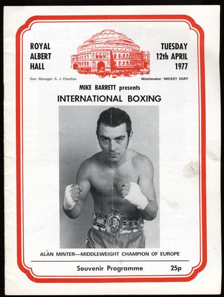MINTER, ALAN-RONNIE HARRIS OFFICIAL PROGRAM (1977) – JO Sports Inc.